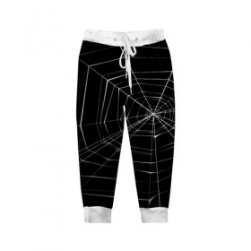 Детские брюки 3D с принтом Паутина в Петрозаводске, 100% полиэстер | манжеты по низу, эластичный пояс регулируется шнурком, по бокам два кармана без застежек, внутренняя часть кармана из мелкой сетки | паук | сеть | черный