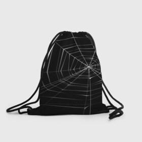 Рюкзак-мешок 3D с принтом Паутина в Петрозаводске, 100% полиэстер | плотность ткани — 200 г/м2, размер — 35 х 45 см; лямки — толстые шнурки, застежка на шнуровке, без карманов и подкладки | паук | сеть | черный