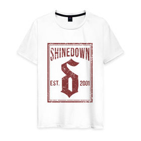 Мужская футболка хлопок с принтом Shinedown est. 2001 в Петрозаводске, 100% хлопок | прямой крой, круглый вырез горловины, длина до линии бедер, слегка спущенное плечо. | shinedown