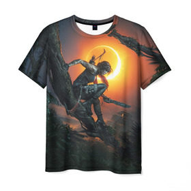 Мужская футболка 3D с принтом Shadow of the Tomb Raider в Петрозаводске, 100% полиэфир | прямой крой, круглый вырез горловины, длина до линии бедер | croft | lara | raider | tomb | гробниц | крофт | лара | расхитительница