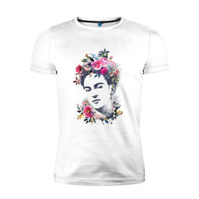 Мужская футболка премиум с принтом Фрида Кало в Петрозаводске, 92% хлопок, 8% лайкра | приталенный силуэт, круглый вырез ворота, длина до линии бедра, короткий рукав | фрида кало