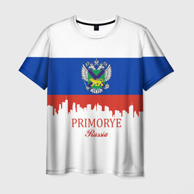 Мужская футболка 3D с принтом PRIMORYE (Приморье) в Петрозаводске, 100% полиэфир | прямой крой, круглый вырез горловины, длина до линии бедер | Тематика изображения на принте: 