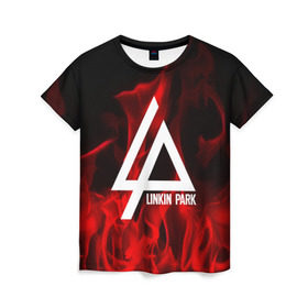 Женская футболка 3D с принтом Linkin park в Петрозаводске, 100% полиэфир ( синтетическое хлопкоподобное полотно) | прямой крой, круглый вырез горловины, длина до линии бедер | linkin park | logo | music | pop | rock | usa | альтернатива | америка | металл | музыка | музыкальный | поп | рок | честер беннингтон