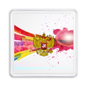 Магнит 55*55 с принтом RUSSIA COLORS в Петрозаводске, Пластик | Размер: 65*65 мм; Размер печати: 55*55 мм | abstraction | grunge | russia | sport | абстракция | герб | краска | русский | символика рф | спорт | спортивный | триколор | униформа | форма | я русский