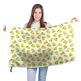 Флаг 3D с принтом Лимоны в Петрозаводске, 100% полиэстер | плотность ткани — 95 г/м2, размер — 67 х 109 см. Принт наносится с одной стороны | food | lemon | vegan | vegetarian | веган | вегетарианство | еда | лимон