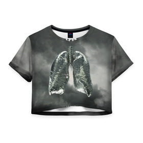 Женская футболка 3D укороченная с принтом TFK Exhale в Петрозаводске, 100% полиэстер | круглая горловина, длина футболки до линии талии, рукава с отворотами | tfk | thousand foot krutch