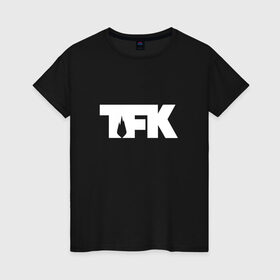 Женская футболка хлопок с принтом TFK logo white в Петрозаводске, 100% хлопок | прямой крой, круглый вырез горловины, длина до линии бедер, слегка спущенное плечо | tfk | thousand foot krutch