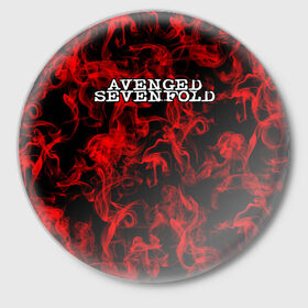 Значок с принтом Avenged Sevenfold в Петрозаводске,  металл | круглая форма, металлическая застежка в виде булавки | avenged sevenfold | metal | rock | sevenfold | группа | отомщенный | отомщенный семикратно | рок | рокеры