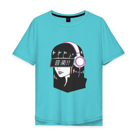 Мужская футболка хлопок Oversize с принтом MIRRORS Sad Japanese Aesthetic в Петрозаводске, 100% хлопок | свободный крой, круглый ворот, “спинка” длиннее передней части | Тематика изображения на принте: аниме герл | манга | япония