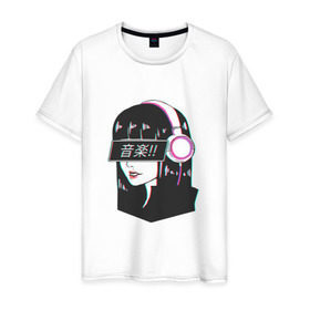 Мужская футболка хлопок с принтом MIRRORS Sad Japanese Aesthetic в Петрозаводске, 100% хлопок | прямой крой, круглый вырез горловины, длина до линии бедер, слегка спущенное плечо. | Тематика изображения на принте: аниме герл | манга | япония