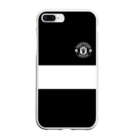 Чехол для iPhone 7Plus/8 Plus матовый с принтом FC Manchester United в Петрозаводске, Силикон | Область печати: задняя сторона чехла, без боковых панелей | Тематика изображения на принте: black   white | england | football | logo | manchester united | sport | англия | арт | лига | лого | манчестер юнайтед | спорт | текстура | фк | футбол | футбольный клуб | черно белый | эмблема