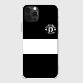 Чехол для iPhone 12 Pro с принтом FC Manchester United в Петрозаводске, силикон | область печати: задняя сторона чехла, без боковых панелей | Тематика изображения на принте: black   white | england | football | logo | manchester united | sport | англия | арт | лига | лого | манчестер юнайтед | спорт | текстура | фк | футбол | футбольный клуб | черно белый | эмблема