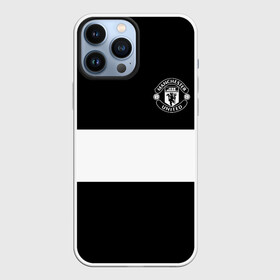 Чехол для iPhone 13 Pro Max с принтом FC Manchester United в Петрозаводске,  |  | Тематика изображения на принте: black   white | england | football | logo | manchester united | sport | англия | арт | лига | лого | манчестер юнайтед | спорт | текстура | фк | футбол | футбольный клуб | черно белый | эмблема