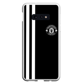 Чехол для Samsung S10E с принтом Manchester United Black&White в Петрозаводске, Силикон | Область печати: задняя сторона чехла, без боковых панелей | Тематика изображения на принте: england | football | logo | manchester united | sport | англия | арт | лига | лого | манчестер юнайтед | спорт | текстура | фк | футбол | футбольный клуб | эмблема