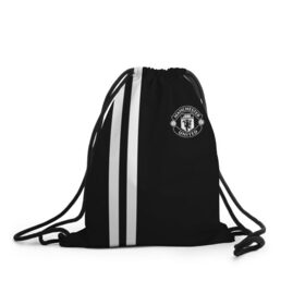 Рюкзак-мешок 3D с принтом Manchester United Black&White в Петрозаводске, 100% полиэстер | плотность ткани — 200 г/м2, размер — 35 х 45 см; лямки — толстые шнурки, застежка на шнуровке, без карманов и подкладки | Тематика изображения на принте: england | football | logo | manchester united | sport | англия | арт | лига | лого | манчестер юнайтед | спорт | текстура | фк | футбол | футбольный клуб | эмблема