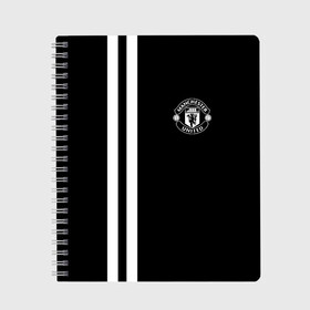 Тетрадь с принтом Manchester United Black&White в Петрозаводске, 100% бумага | 48 листов, плотность листов — 60 г/м2, плотность картонной обложки — 250 г/м2. Листы скреплены сбоку удобной пружинной спиралью. Уголки страниц и обложки скругленные. Цвет линий — светло-серый
 | england | football | logo | manchester united | sport | англия | арт | лига | лого | манчестер юнайтед | спорт | текстура | фк | футбол | футбольный клуб | эмблема