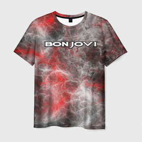 Мужская футболка 3D с принтом Bon Jovi в Петрозаводске, 100% полиэфир | прямой крой, круглый вырез горловины, длина до линии бедер | Тематика изображения на принте: альтернативный | американская | глэм | готик | гранж | группа | метал | модные | музыка | пост | рок | хард