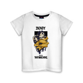 Детская футболка хлопок с принтом Bendy and the Ink Machine в Петрозаводске, 100% хлопок | круглый вырез горловины, полуприлегающий силуэт, длина до линии бедер | 0x000000123 | bendy | ink machine | бенди