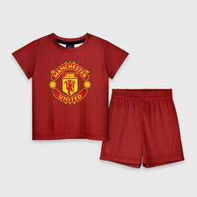 Детский костюм с шортами 3D с принтом Manchester United Knitted в Петрозаводске,  |  | england | football | logo | manchester united | pattern | sport | англия | арт | вязаный | лига | лого | манчестер юнайтед | переплет | свитер | спорт | текстура | узор | фк | футбол | футбольный клуб | эмблема