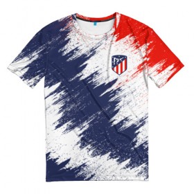 Мужская футболка 3D с принтом Atletico Madrid в Петрозаводске, 100% полиэфир | прямой крой, круглый вырез горловины, длина до линии бедер | атлетико мадрид | эмблема