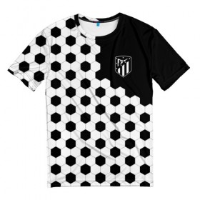 Мужская футболка 3D с принтом Atletico Madrid в Петрозаводске, 100% полиэфир | прямой крой, круглый вырез горловины, длина до линии бедер | атлетико мадрид | эмблема