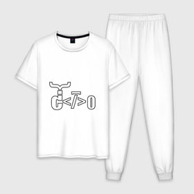 Мужская пижама хлопок с принтом Велосипед программиста в Петрозаводске, 100% хлопок | брюки и футболка прямого кроя, без карманов, на брюках мягкая резинка на поясе и по низу штанин
 | велосипед | код | программирование | программист | символы