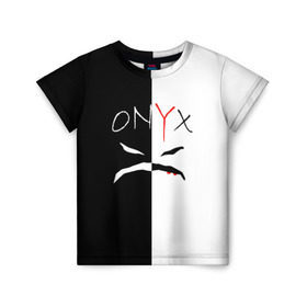 Детская футболка 3D с принтом ONYX в Петрозаводске, 100% гипоаллергенный полиэфир | прямой крой, круглый вырез горловины, длина до линии бедер, чуть спущенное плечо, ткань немного тянется | Тематика изображения на принте: onyx | американская группа | группа | музыка | надпись | хип хоп