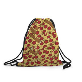Рюкзак-мешок 3D с принтом Pizza в Петрозаводске, 100% полиэстер | плотность ткани — 200 г/м2, размер — 35 х 45 см; лямки — толстые шнурки, застежка на шнуровке, без карманов и подкладки | cheese | fast food | food | junk food | pizza | еда | пицца | сыр | фастфут
