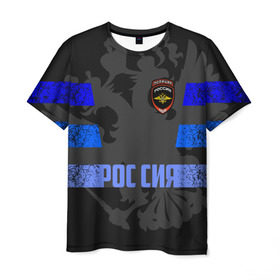 Мужская футболка 3D с принтом Полиция в Петрозаводске, 100% полиэфир | прямой крой, круглый вырез горловины, длина до линии бедер | 02 | 112 | мвд | милиция | россия | рф