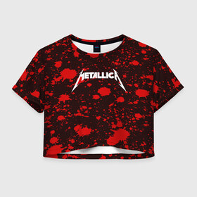Женская футболка 3D укороченная с принтом Metallica в Петрозаводске, 100% полиэстер | круглая горловина, длина футболки до линии талии, рукава с отворотами | metallica | punk | rock | альтернативный хип хоп | группа | инди поп | музыка | музыкальное произведение | ноты | панк | регги | рок | синти поп
