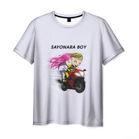Мужская футболка 3D с принтом Sayonara boy в Петрозаводске, 100% полиэфир | прямой крой, круглый вырез горловины, длина до линии бедер | 