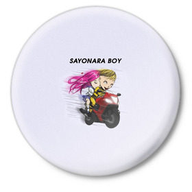 Значок с принтом Sayonara boy в Петрозаводске,  металл | круглая форма, металлическая застежка в виде булавки | 