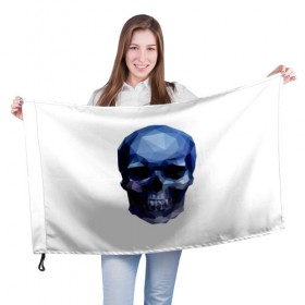 Флаг 3D с принтом Бумажный череп в Петрозаводске, 100% полиэстер | плотность ткани — 95 г/м2, размер — 67 х 109 см. Принт наносится с одной стороны | Тематика изображения на принте: 