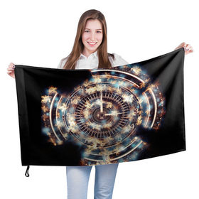 Флаг 3D с принтом Волшебные часы в Петрозаводске, 100% полиэстер | плотность ткани — 95 г/м2, размер — 67 х 109 см. Принт наносится с одной стороны | 