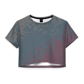 Женская футболка 3D укороченная с принтом Hexagon Триколор в Петрозаводске, 100% полиэстер | круглая горловина, длина футболки до линии талии, рукава с отворотами | Тематика изображения на принте: тусклый