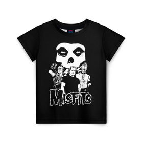 Детская футболка 3D с принтом Misfits в Петрозаводске, 100% гипоаллергенный полиэфир | прямой крой, круглый вырез горловины, длина до линии бедер, чуть спущенное плечо, ткань немного тянется | horror | punk | rock | альтернатива | группа | мисфитс | неприкаянные | панк | рок | хоррор
