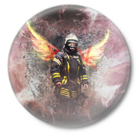 Значок с принтом Пожарный в Петрозаводске,  металл | круглая форма, металлическая застежка в виде булавки | 