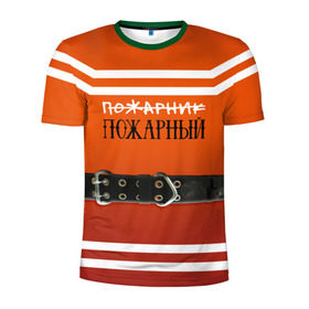 Мужская футболка 3D спортивная с принтом Пожарная форма в Петрозаводске, 100% полиэстер с улучшенными характеристиками | приталенный силуэт, круглая горловина, широкие плечи, сужается к линии бедра | 