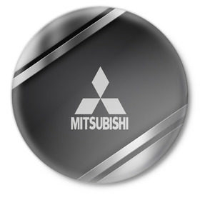 Значок с принтом MITSUBISHI SPORT в Петрозаводске,  металл | круглая форма, металлическая застежка в виде булавки | Тематика изображения на принте:  машина | марка | митсубиси