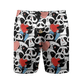 Мужские шорты 3D спортивные с принтом Funny Panda в Петрозаводске,  |  | bear | heart | positive | медведь | мишка | орнамент | панда | подарок | позитив | сердечки | сердце | сюрприз | узор