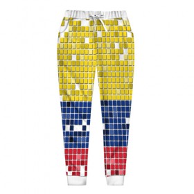 Женские брюки 3D с принтом Флаг Колумбии в Петрозаводске, полиэстер 100% | прямой крой, два кармана без застежек по бокам, с мягкой трикотажной резинкой на поясе и по низу штанин. В поясе для дополнительного комфорта — широкие завязки | пиксельный