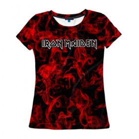 Женская футболка 3D с принтом Iron Maiden в Петрозаводске, 100% полиэфир ( синтетическое хлопкоподобное полотно) | прямой крой, круглый вырез горловины, длина до линии бедер | альтернативный | блюз | британская | готик | гранж | группа | метал | модные | музыка | пост | рок | хард