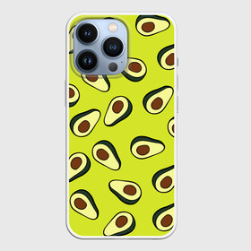 Чехол для iPhone 13 Pro с принтом Авокадо в Петрозаводске,  |  | Тематика изображения на принте: avocado | food | fruit | pattern | vegan | vegetarian | авокадо | веган | вегетарианство | еда | паттерн | правильное питание | фрукт
