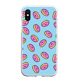 Чехол для iPhone XS Max матовый с принтом Пончики в Петрозаводске, Силикон | Область печати: задняя сторона чехла, без боковых панелей | doughnut | food | pattern | sweet | vegan | vegetarian | веган | вегетарианство | еда | паттерн | пончик | сладкое