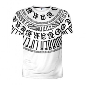Мужская футболка 3D спортивная с принтом Каллиграфия БАРБЕР WHITE в Петрозаводске, 100% полиэстер с улучшенными характеристиками | приталенный силуэт, круглая горловина, широкие плечи, сужается к линии бедра | 