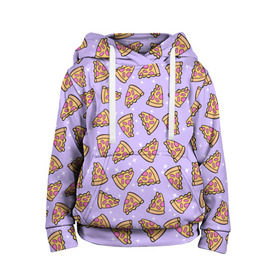 Детская толстовка 3D с принтом Пицца Мун в Петрозаводске, 100% полиэстер | двухслойный капюшон со шнурком для регулировки, мягкие манжеты на рукавах и по низу толстовки, спереди карман-кенгуру с мягким внутренним слоем | Тематика изображения на принте: food | pattern | pizza | sailor moon | еда | паттерн | пицца | сейлор мун