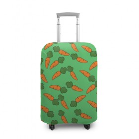 Чехол для чемодана 3D с принтом Carrots в Петрозаводске, 86% полиэфир, 14% спандекс | двустороннее нанесение принта, прорези для ручек и колес | carrot | food | pattern | vegan | vegetarian | веган | вегетарианство | еда | кролик | марковка | морковь | паттерн