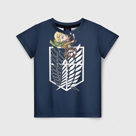 Детская футболка 3D с принтом Эрвин Смит в Петрозаводске, 100% гипоаллергенный полиэфир | прямой крой, круглый вырез горловины, длина до линии бедер, чуть спущенное плечо, ткань немного тянется | Тематика изображения на принте: аниме | атака титанов | смит | чиби | эрвин