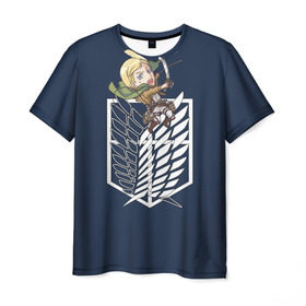 Мужская футболка 3D с принтом Эрвин Смит в Петрозаводске, 100% полиэфир | прямой крой, круглый вырез горловины, длина до линии бедер | аниме | атака титанов | смит | чиби | эрвин