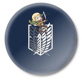 Значок с принтом Эрвин Смит в Петрозаводске,  металл | круглая форма, металлическая застежка в виде булавки | аниме | атака титанов | смит | чиби | эрвин